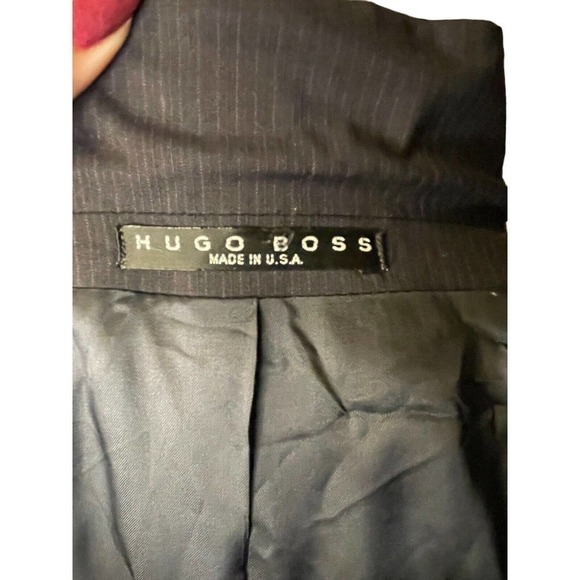 HUGO BOSS Mens 46R Sport Coat Artemis Akropolis Blue Wool 3 Button Pinstripe - Picture 11 of 12